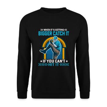 Wenn es größer wird, fang es, wenn du es nicht - Unisex Pullover - Schwarz - Vorne - Alina (178cm) & Michal (187cm)