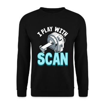 Ich spiele mit Scan - Radiologe - Unisex Pullover - Schwarz - Vorne - Alina (178cm) & Michal (187cm)