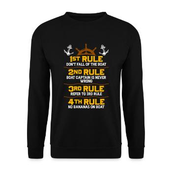 1. Rule Do not fall off the boat - pontoon boat - Unisex Sweatshirt - black - Front - Alina (178cm) & Michal (187cm)