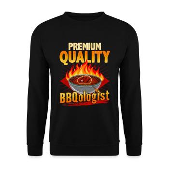 BBQologist - Grilling - Unisex Sweatshirt - black - Front - Alina (178cm) & Michal (187cm)