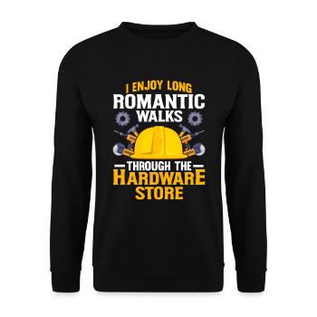 Ich genieße lange romantische Spaziergänge durch - Unisex Pullover - Schwarz - Vorne - Alina (178cm) & Michal (187cm)