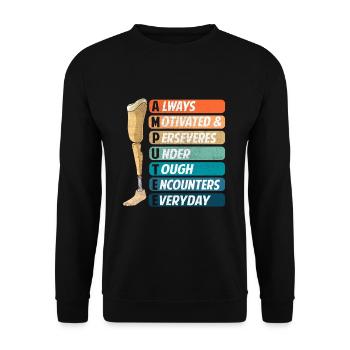 Immer motiviert & durchhalten unter harten - Unisex Pullover - Schwarz - Vorne - Alina (178cm) & Michal (187cm)