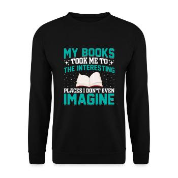 Mes livres m’ont rendu intéressant - - Sweat-shirt Unisexe - noir - Devant - Alina (178cm) & Michal (187cm)