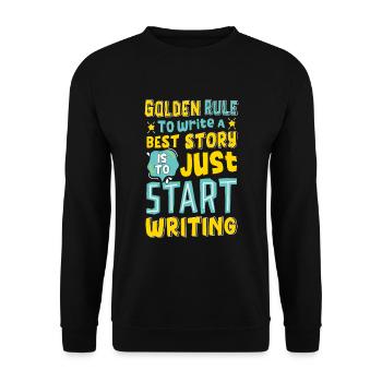 Goldene Regel, um eine beste Geschichte zu - Unisex Pullover - Schwarz - Vorne - Alina (178cm) & Michal (187cm)