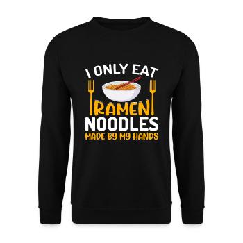 Ich esse nur Ramen-Nudeln, die von meinen Händen - Unisex Pullover - Schwarz - Vorne - Alina (178cm) & Michal (187cm)