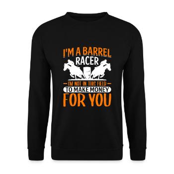 Ich bin ein Barrel Racer - Barrel Equestrians - Unisex Pullover - Schwarz - Vorne - Alina (178cm) & Michal (187cm)
