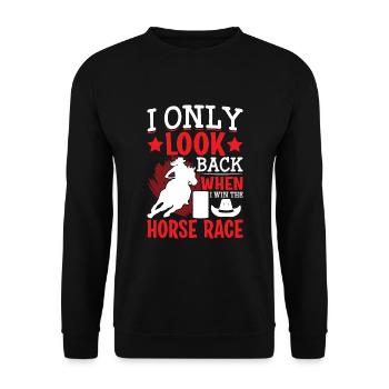 Ich schaue nur zurück, wenn - Barrel Equestrians - Unisex Pullover - Schwarz - Vorne - Alina (178cm) & Michal (187cm)