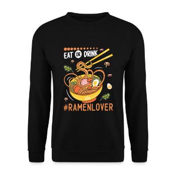 Manger ou boire - Ramen Noodle - Sweat-shirt Unisexe - noir - Devant - Alina (178cm) & Michal (187cm)