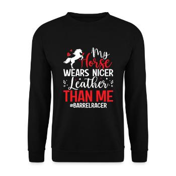 Mon cheval porte un plus beau cuir que moi - Barrel - Sweat-shirt Unisexe - noir - Devant - Alina (178cm) & Michal (187cm)