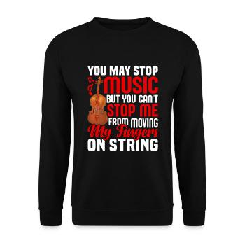Me From Moving My Fingers On String - Violine - Unisex Pullover - Schwarz - Vorne - Alina (178cm) & Michal (187cm)