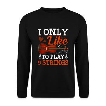 Ich spiele nur gerne 5 Saiten - Violine - Unisex Pullover - Schwarz - Vorne - Alina (178cm) & Michal (187cm)