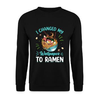 I have my wallpaper in ramen - - Unisex Sweatshirt - black - Front - Alina (178cm) & Michal (187cm)