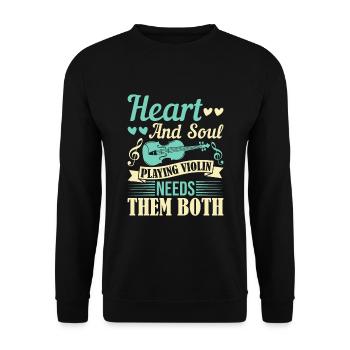 Cœur et âme, elle a besoin de jouer du violon - Sweat-shirt Unisexe - noir - Devant - Alina (178cm) & Michal (187cm)
