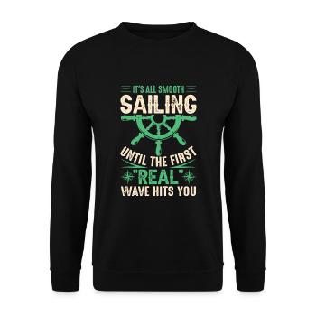 Voile de yacht qui dit drôle de voilier - Sweat-shirt Unisexe - noir - Devant - Alina (178cm) & Michal (187cm)