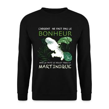La Martinique Le Billet Le Bonheur - Sweat-shirt Unisexe - noir - Devant - Alina (178cm) & Michal (187cm)