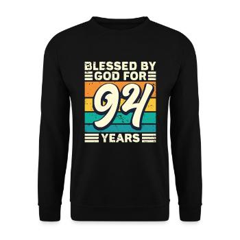 94 Geburtstag Geschenk Jahre Lustig Spruch - Unisex Pullover - Schwarz - Vorne - Alina (178cm) & Michal (187cm)
