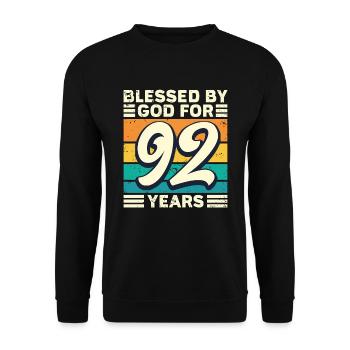 92 Geburtstag Geschenk Jahre Lustig Spruch - Unisex Pullover - Schwarz - Vorne - Alina (178cm) & Michal (187cm)
