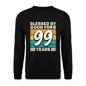 99 Geburtstag Geschenk Jahre Lustig Spruch - Unisex Pullover - Schwarz - Vorne - Alina (178cm) & Michal (187cm)