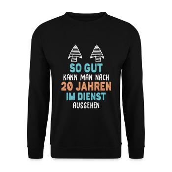Jubiläum 20 Jahre Geschenk Arbeit Lustig Spruch - Unisex Pullover - Schwarz - Vorne - Alina (178cm) & Michal (187cm)