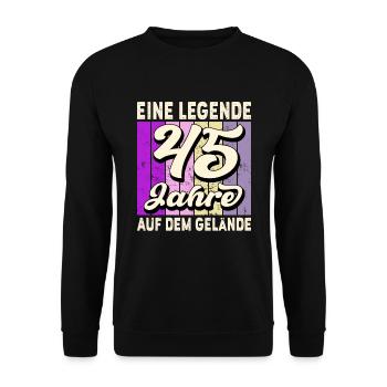 Jubiläum 45 Jahre Geschenk Arbeit Lustig Spruch - Unisex Pullover - Schwarz - Vorne - Alina (178cm) & Michal (187cm)
