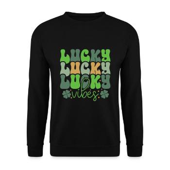 Lucky Vibes - St. Patrick's Day - Unisex Pullover - Schwarz - Vorne - Alina (178cm) & Michal (187cm)