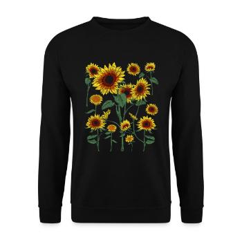 Yellow Sunflower Blossoms Gardener Gift Botany - Unisex Sweatshirt - black - Front - Alina (178cm) & Michal (187cm)