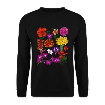 Farbenfrohe Blumen Hobbygärtner Geschenk Botanik - Unisex Pullover - Schwarz - Vorne - Alina (178cm) & Michal (187cm)