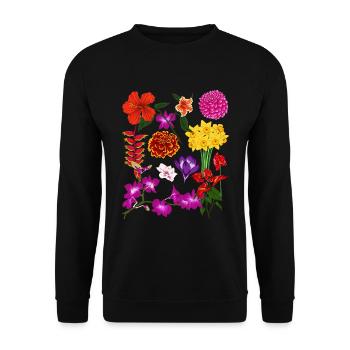 Bunte Wildblumen Garten Blume Geschenk Botanik - Unisex Pullover - Schwarz - Vorne - Alina (178cm) & Michal (187cm)