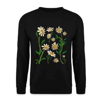 Garden Flowers Blossom Daisy Gift Botany - Unisex Sweatshirt - black - Front - Alina (178cm) & Michal (187cm)