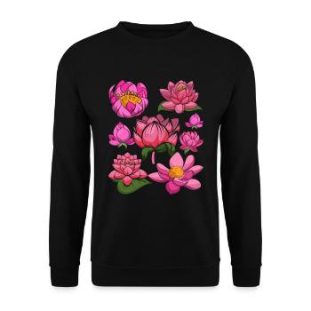 Jardin botanique Fleurs Lotus Cadeau Botanique - Sweat-shirt Unisexe - noir - Devant - Alina (178cm) & Michal (187cm)