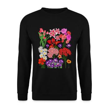 Wildblumen Bunte Blumen Blüten Geschenk Botanik - Unisex Pullover - Schwarz - Vorne - Alina (178cm) & Michal (187cm)