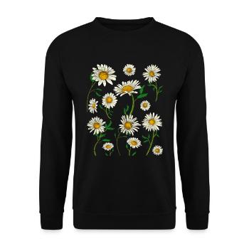 Flowers Blossom Garden Daisy Gift Botany - Unisex Sweatshirt - black - Front - Alina (178cm) & Michal (187cm)