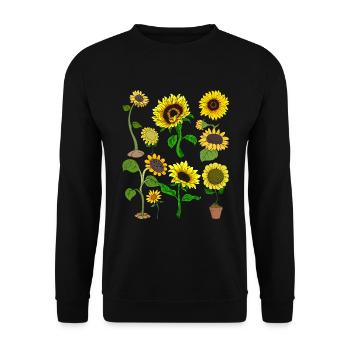 Gelbe Sonnenblume Natur Garten Geschenk Botanik - Unisex Pullover - Schwarz - Vorne - Alina (178cm) & Michal (187cm)