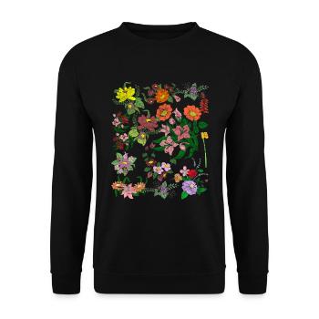 Wildblumen Botaniker Natur Blumen Geschenk Botanik - Unisex Pullover - Schwarz - Vorne - Alina (178cm) & Michal (187cm)