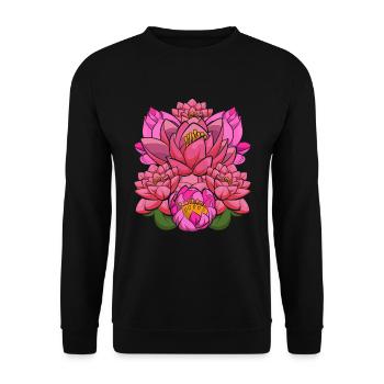 Botanist Lotus Blossoms Gardener Gift Botany - Unisex Sweatshirt - black - Front - Alina (178cm) & Michal (187cm)
