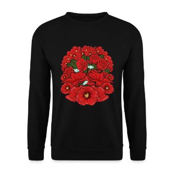 Garden Red Flowers Blossoms Gardener Gift Botany - Unisex Sweatshirt - black - Front - Alina (178cm) & Michal (187cm)