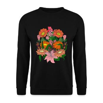 Natur Wildblumen Garten Blumen Geschenk Botanik - Unisex Pullover - Schwarz - Vorne - Alina (178cm) & Michal (187cm)