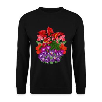 Fleurs de jardin colorées jardinier cadeau botanique - Sweat-shirt Unisexe - noir - Devant - Alina (178cm) & Michal (187cm)