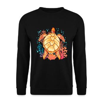 Sea Creatures Ocean Animal Gift Turtle - Unisex Sweatshirt - black - Front - Alina (178cm) & Michal (187cm)