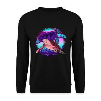 Sea Creatures Gift Colorful Turtle - Unisex Sweatshirt - black - Front - Alina (178cm) & Michal (187cm)