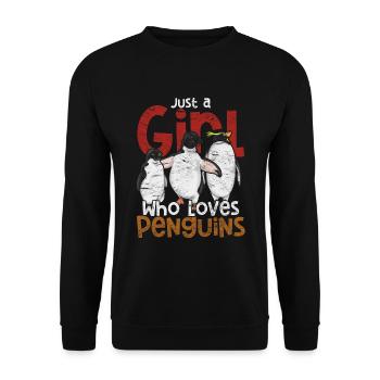 I Just Like Penguins Ok Animal Gift Penguin - Unisex Sweatshirt - black - Front - Alina (178cm) & Michal (187cm)