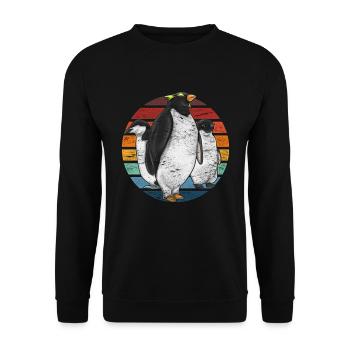Pingouin rétro - Sweat-shirt Unisexe - noir - Devant - Alina (178cm) & Michal (187cm)