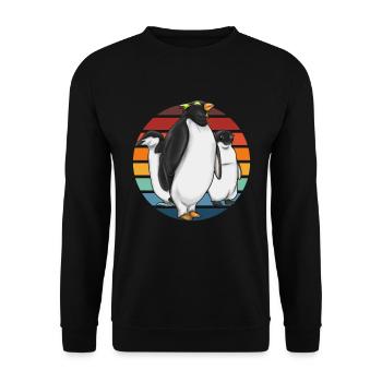 Antarctique Animal Zoo Oiseau Cadeau Pingouin Rétro - Sweat-shirt Unisexe - noir - Devant - Alina (178cm) & Michal (187cm)