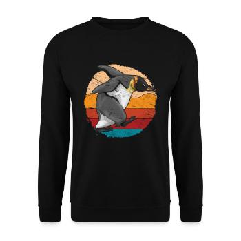 Retro Antarctica Animal Zoo Animal Lover Penguin - Unisex Sweatshirt - black - Front - Alina (178cm) & Michal (187cm)