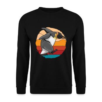 Animal Lover Zoo Animal Gift Retro Penguin - Unisex Sweatshirt - black - Front - Alina (178cm) & Michal (187cm)