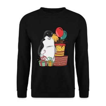 Antarctica Zoo Animal Birthday Gift Penguin - Unisex Sweatshirt - black - Front - Alina (178cm) & Michal (187cm)