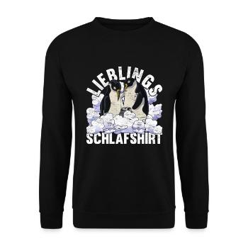 Nachteule Pinguin Geschenk Lieblings Schlafshirt - Unisex Pullover - Schwarz - Vorne - Alina (178cm) & Michal (187cm)