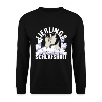 Lieblings Schlafshirt Tier Pyjama Geschenk Pinguin - Unisex Pullover - Schwarz - Vorne - Alina (178cm) & Michal (187cm)
