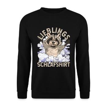 Nachteule Waschbär Geschenk Lieblings Schlafshirt - Unisex Pullover - Schwarz - Vorne - Alina (178cm) & Michal (187cm)