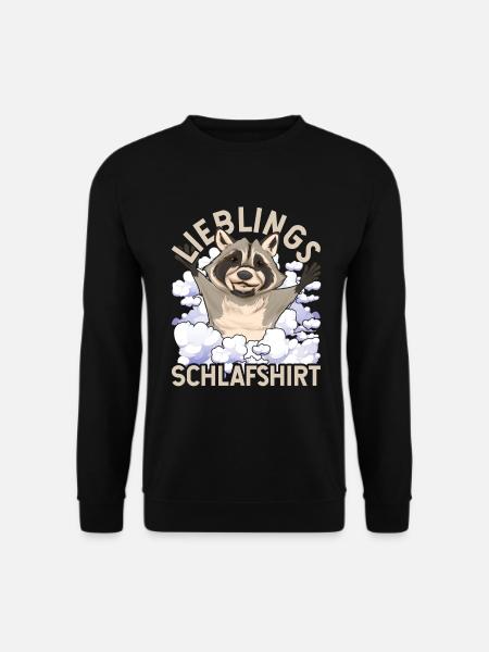 Lieblings Schlafshirt Pyjama Geschenk Waschbär - Unisex Pullover - Schwarz